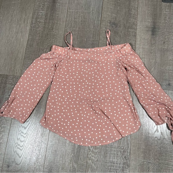 Polly & Esther Off the shoulder Top Polka dot Mauve size XS - Picture 1 of 2